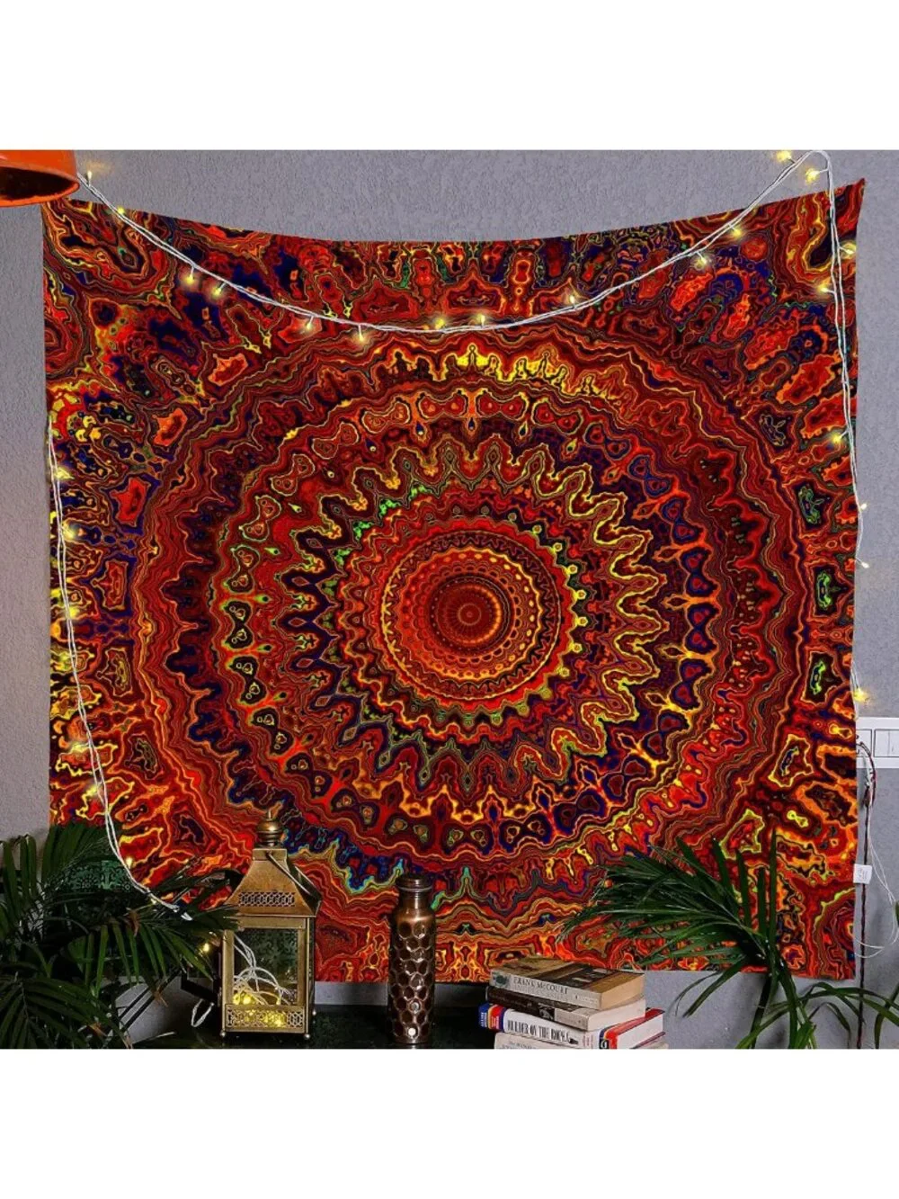 Bohemian Psychedelic Peacock Mandala Wall Hanging Tapestry for Dorm & Beach